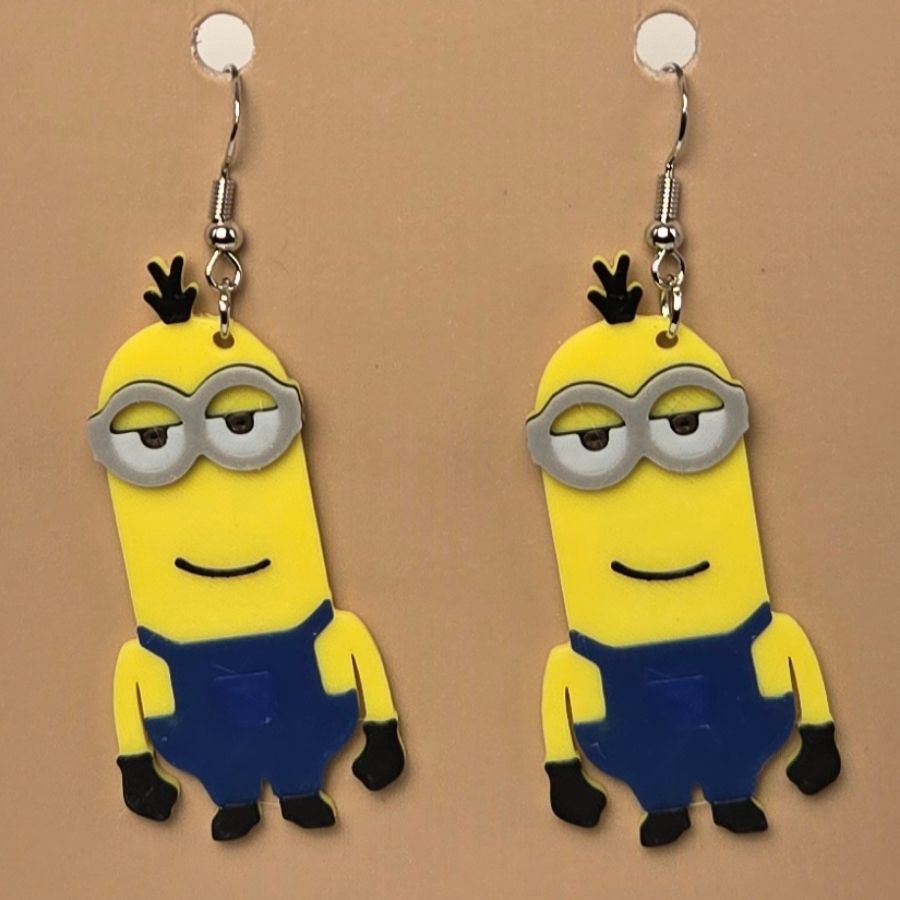 Boucle d'oreille en forme de Minion avec crochets hypoallergéniques sans nickel